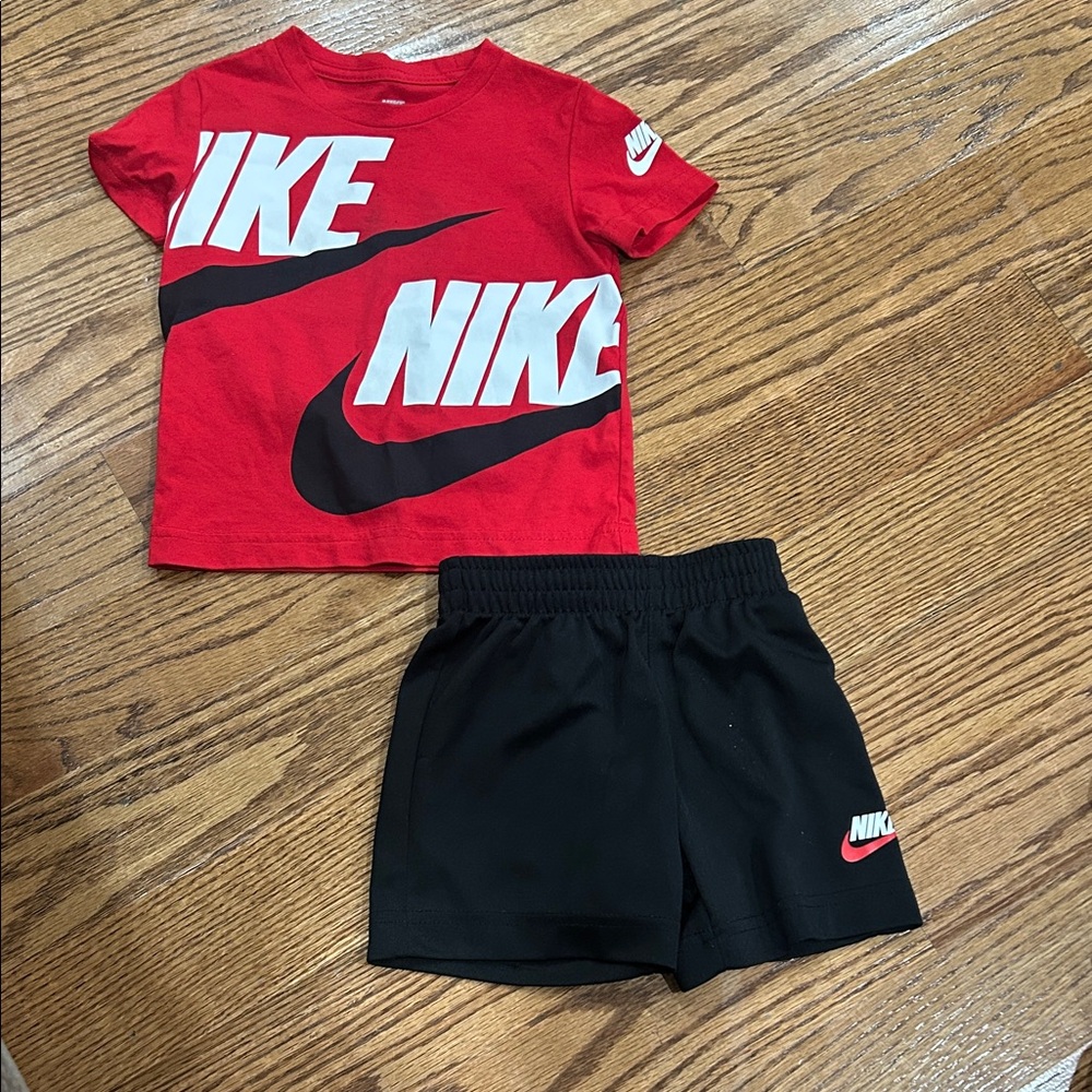 Nike Kids Red Tee and Black Shorts Set